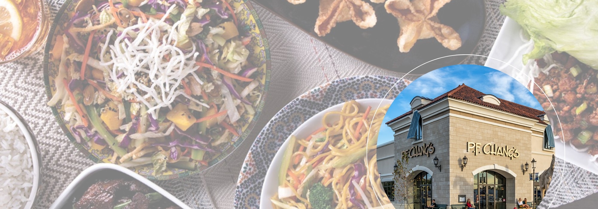 Photo collage of menu items from PF Chang's restaurant
